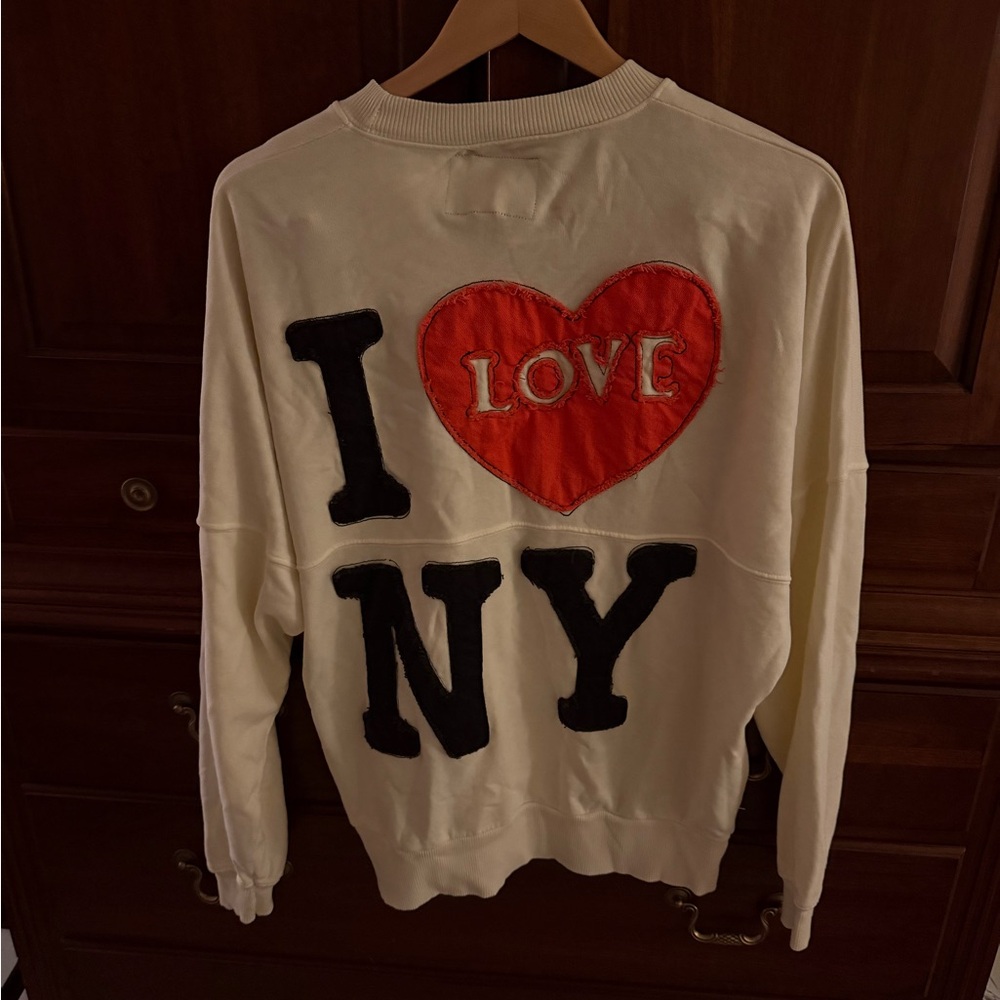 I Love NY Women's Cream Sweatshirt Spirit Jersey
